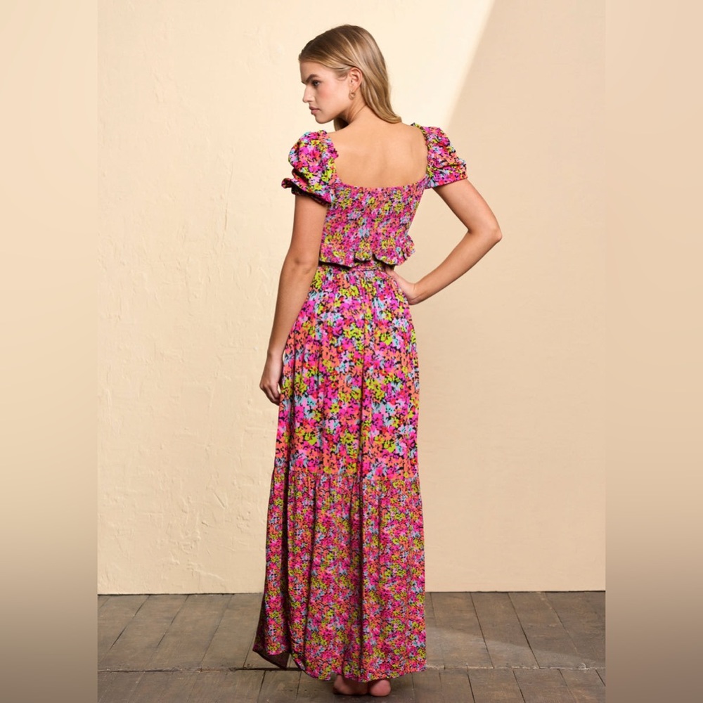 Maaji Monet Allie Beachwear Crop Top AND Autumn Long Skirt SET Multi-color) - Picture 2 of 11